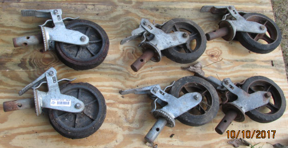 lot 4615 image: Lot of 6 Caster for Scaffolding - Some Very Used - see photo