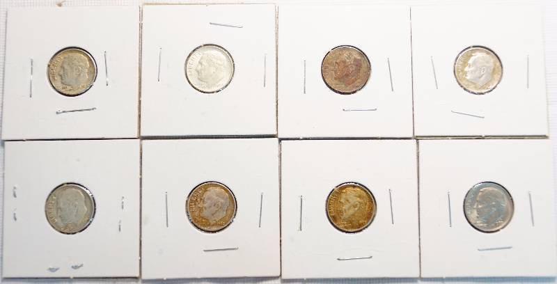 lot 4585 image: Lot of 8 Silver Mercury Dimes