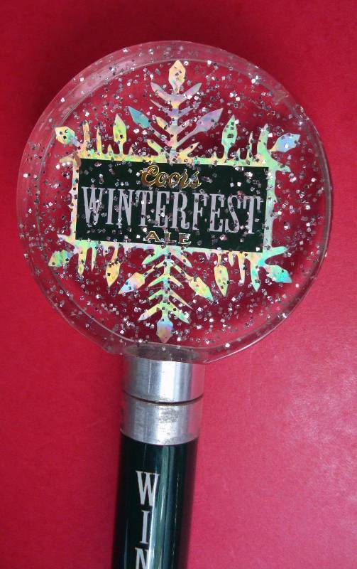 lot 1132 image: Coors WINTERFEST Lucite Beer Tap Handle Brew Kegs, Pubs, Tavern, Bar - 10-34 long - NICE