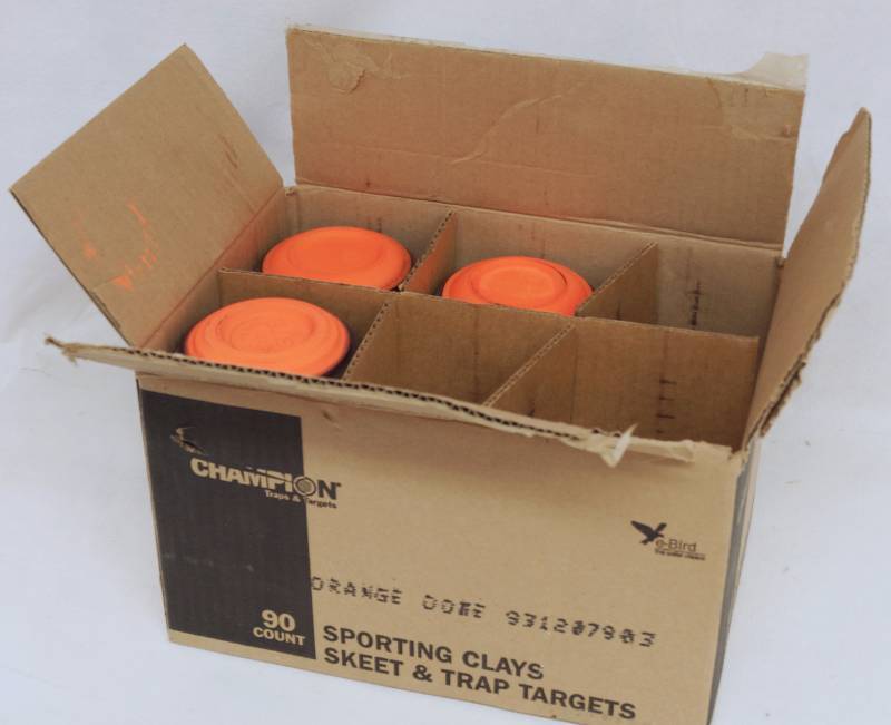 lot 1290 image: Half a Box of CHAMPION Sporting Clays - Skeet & Trap Targets - Marked Remington 222 STS Approx. 45 - WOW