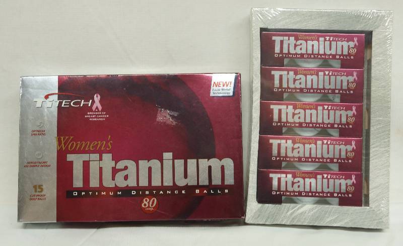 lot 4830 image: Lot of 15 Womens Golf Balls - NEW in original packaging TiTech - 80 comp Optimum distance cut-proof WOW