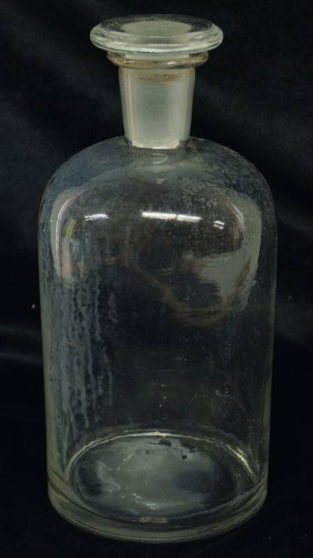 lot 4838 image: Old Looking Glass Jar with Frosted Glass Stopper Lid - Very cool See photos