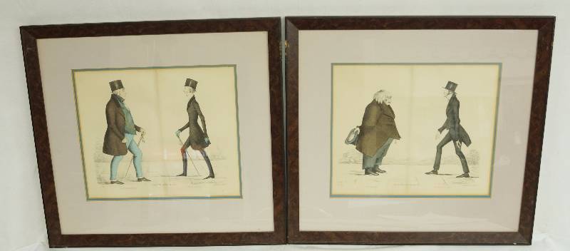 lot 1050 image: Lot of 2 Matching Framed Vintage Prints - MODERN ATHENIANS No. 21 & No. 26 - magazine issued centerfolds NICE
