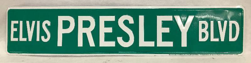 lot 2013 image: Metal Decorative Street Sign ELVIS PRESLEY BLVD 23.5 x 5 - NICE - like new