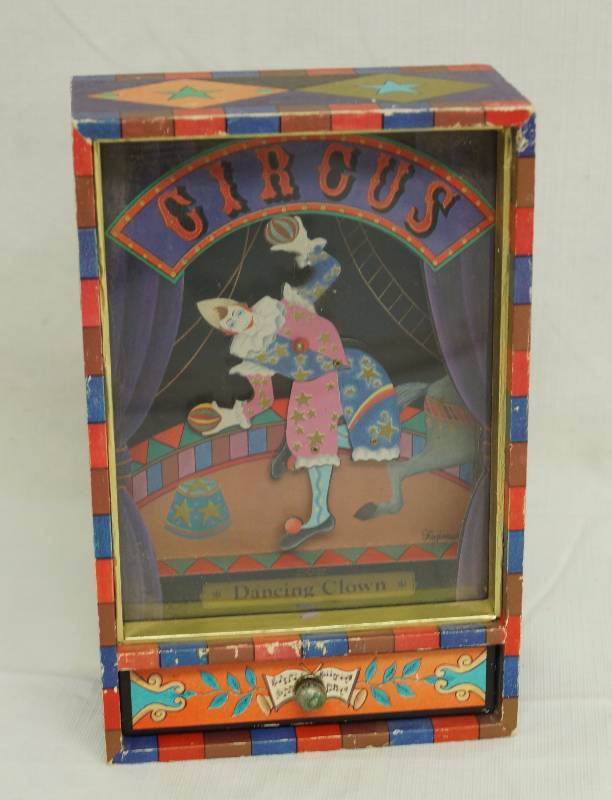 lot 6170 image: Neat Circus Dancing Clown Box with Drawer - Pierrot de Pierre (Koji Murai) 1977