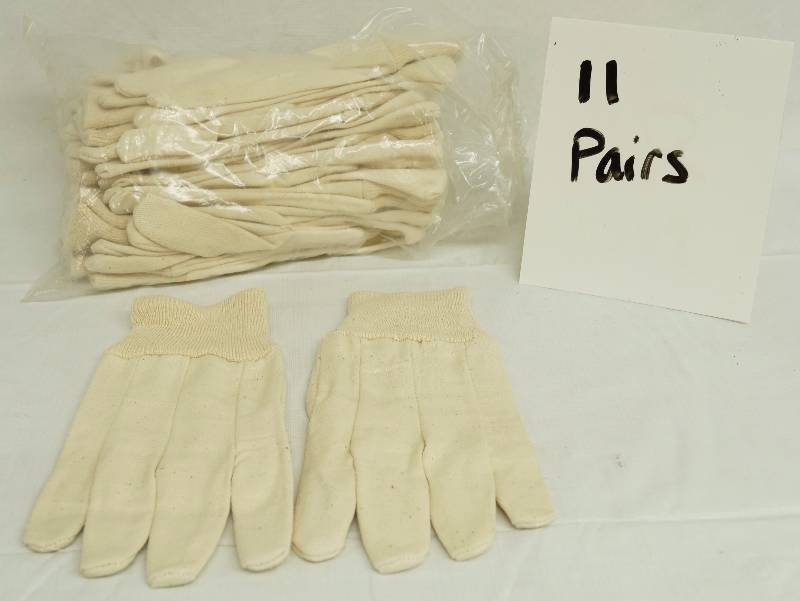 lot 6175 image: Lot of Gloves - 11 Pairs Cotton Canvas Material - NEW