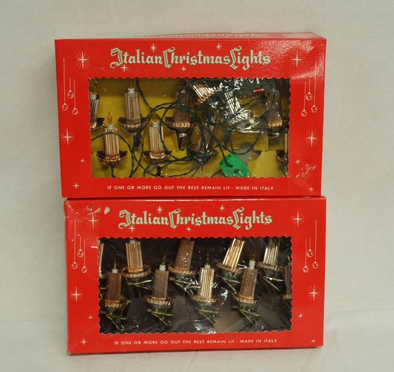 lot 6184 image: Lot of 2 Boxes Vintage ITALIAN Christmas Lights - WORKS Clips on each light - in original packaging
