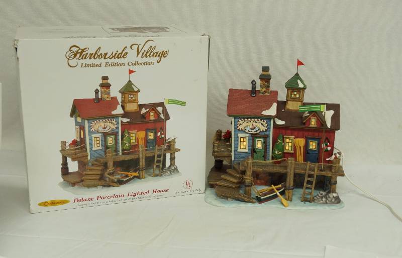 lot 6188 image: Christmas - Harborside Village - Deluxe Porcelain Lighted House - Limited Edition Collection - works w original box