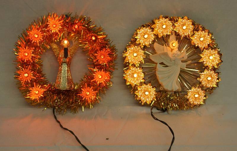 lot 6205 image: Lot of 2 - VINTAGE - Christmas Tree Toppers w Angels on them - BOTH WORK