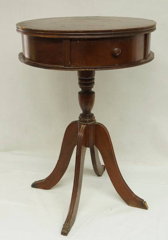 lot 6246 image: Antique Round Side Table with Drawer