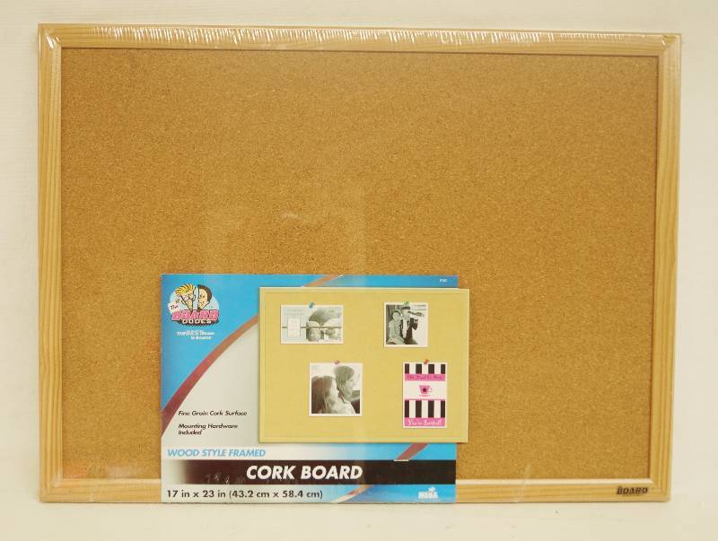 lot 6262 image: New 17 x 23 CORK BOARD wHooks