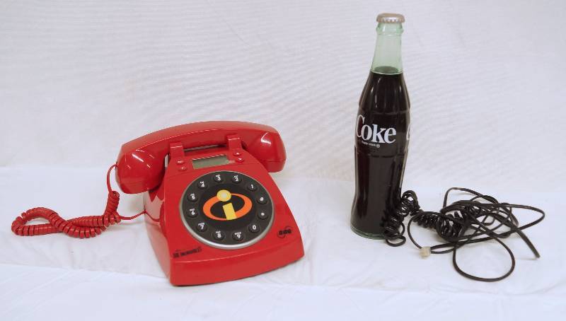 lot 6330 image: Coca Cola Bottle Phone and The Incredible Phone - Very Collectible