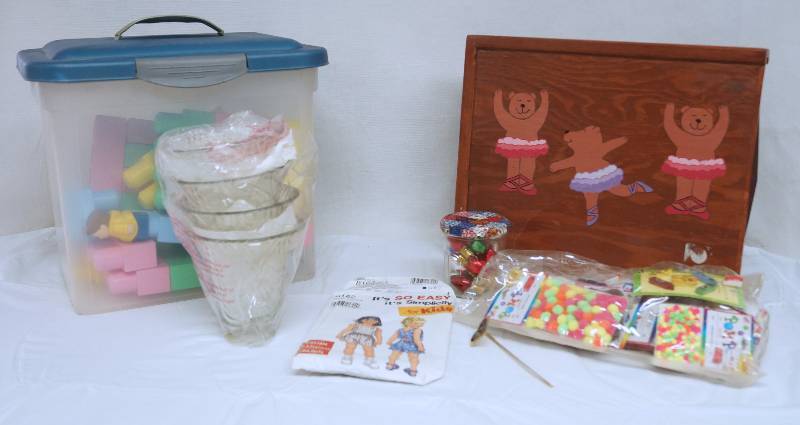lot 6355 image: Kids Arts and Crafts and Misc - with a Super Cool Custom Wooden Top Case
