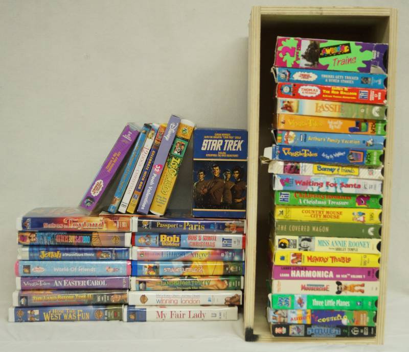 lot 6358 image: Big Childrens Movie Collection in Sturdy Wooden Box