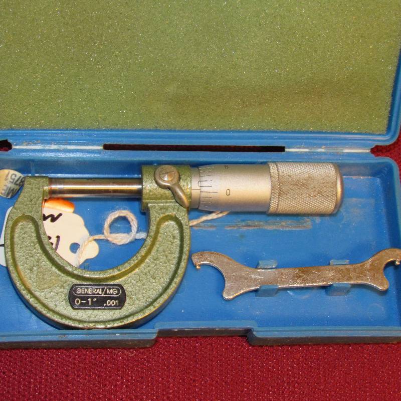lot 4096 image: Micrometer - General  MG 0-1 .001 w wrench in case