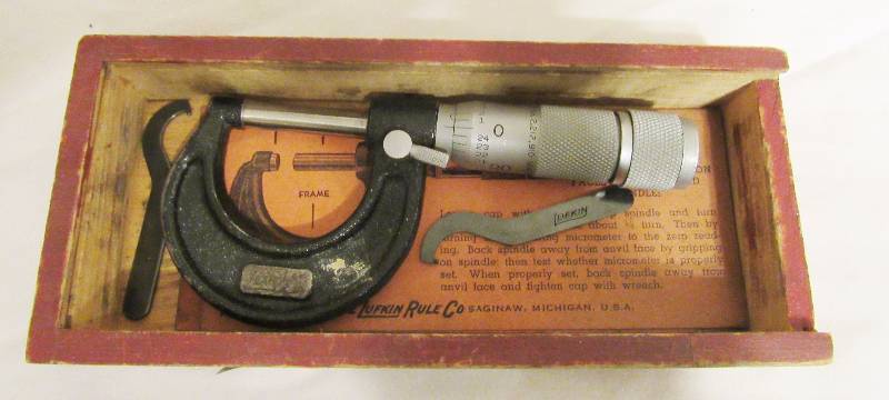 lot 4094 image: Lufkin Micrometer - Excellent Condition in wood Box