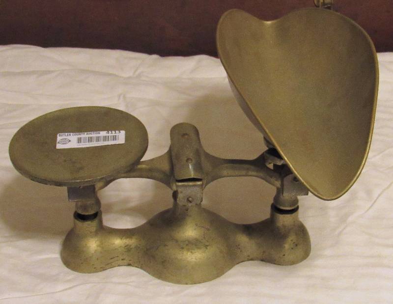 lot 4113 image: Vintage Candy Counter Even Balance Scale - The Jacobs Bros. Co. Inc. - 1930s - Nickel Plated - (Double Stamped - VERY RARE)