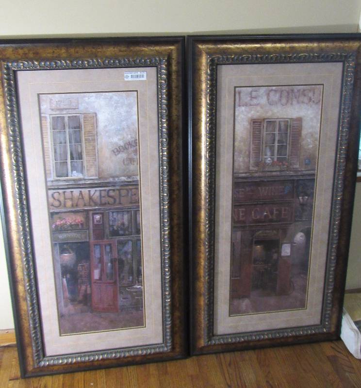 lot 4131 image: Lot of 2 French Country Style Pictures - Nicely Matted and Framed - Ruane Manning