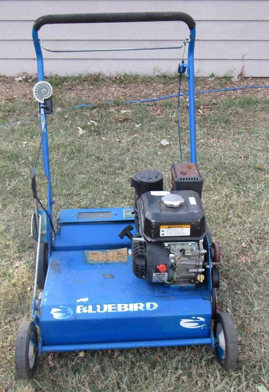 lot 4134 image: Verticutter  Seeder - Bluerbird w Kohler Motor - WORKS