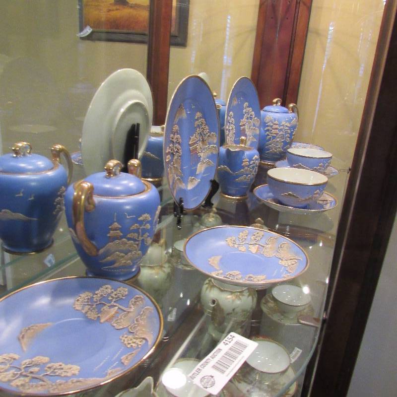 lot 4154 image: SUPER NICE 12pc. Blue & White Hand Painted Tea Set - Asian