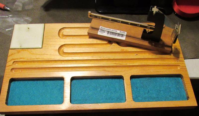 lot 4165 image: Small Wood Base Scale & Jewelers Table