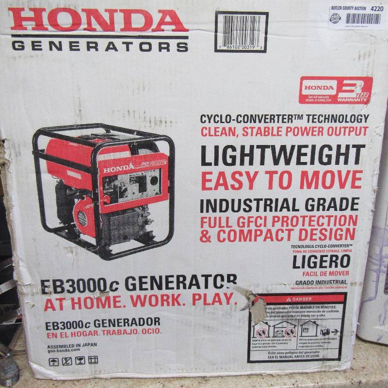 lot 4220 image: HONDA EB3000c - 3000-Watt Generator - NEW IN BOX