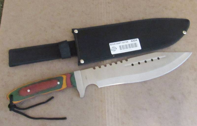lot 4004 image: Frost Cutlery Bow Knife w Canvas Sheath - Neat