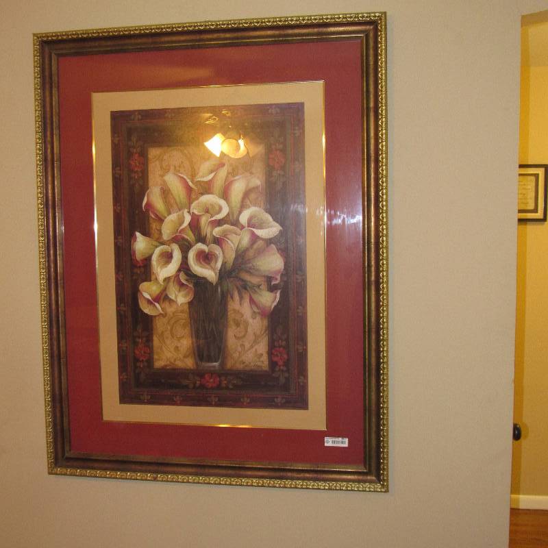 lot 4017 image: Very nice, Large Wall Art Piece - Purchased from Havertys - 45 tall X 35 wide - Great Frame and Glass