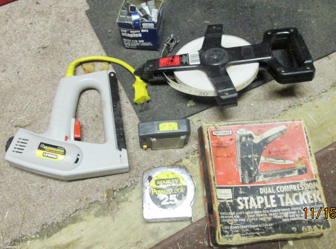 lot 6243 image: Lot of Industrial Staplers and Supplies - See photos Electric Staple Guns, Manual Staple Guns, Tape Measures and more