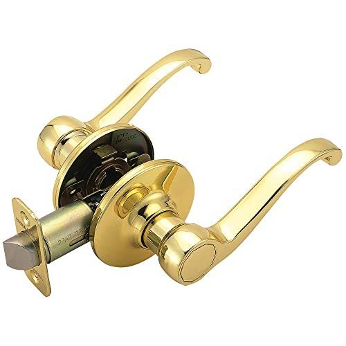 lot 15761 image: Design House 783035 Scroll 2-Way Adjustable Passage Door Lever, Polished Brass