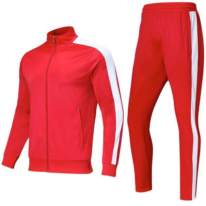 lot 15764 image: Shinestone Mens Sport Casual Tracksuit Warm Up Tracksuit Gym Training Wear for Christmas (Red, Small)