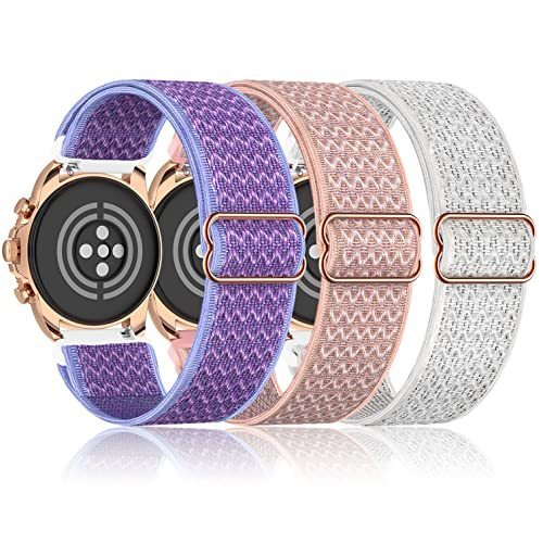 lot 15769 image: Farluya 3 Pack 18mm Stretchy Nylon Watch Bands for Fossil Womens Gen 5E 42mm  Gen 6 42mm,Soft Quick Release Wristband Loop Elastic Strap for Fossil Venture Gen 4 HRGen 3 Women Men