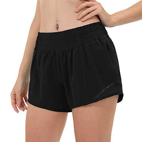lot 15779 image: Aurefin High Waisted Athletic Shorts for Women, Womens Plus Size Running Workout Shorts with Liner and Zip Pocket 4 inch BlackXS