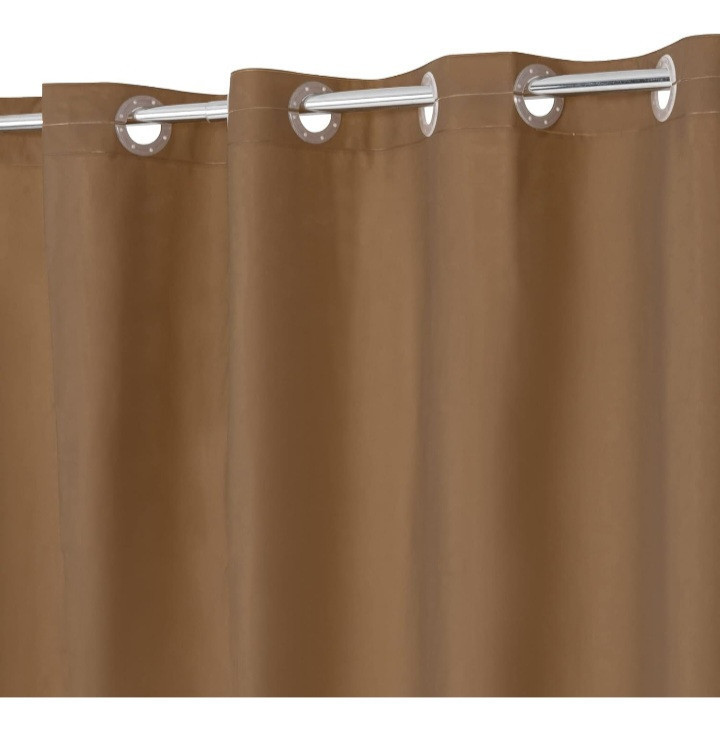 lot 35788 image: ABLUEN No Hook PEVA Shower Curtain or Liner - 8G Heavy Duty Brown Bathroom Shower Curtain No Hooks Required, Waterproof Plastic & PVC Free, Standard Size 71 x 74, Brown