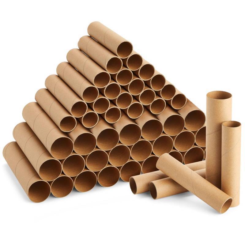 lot 35801 image: 50 Brown Empty Paper Towel Rolls, 2 Size Cardboard Tubes for Crafts, DIY Art Projects (6 and 7.5 in)