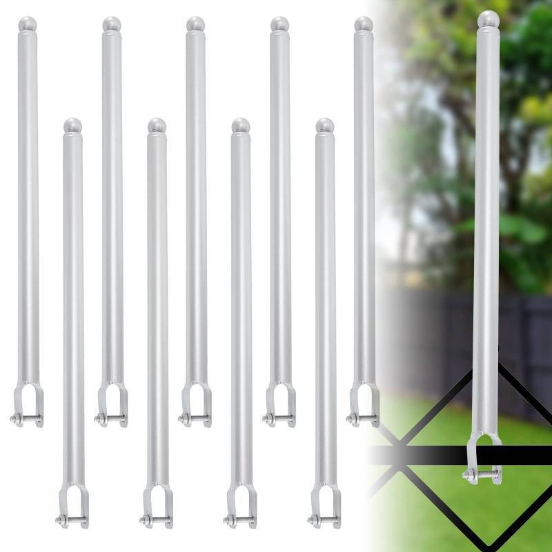 lot 45773 image: Gribouillage 9 Pack Chain Link Fence Post Extender, 25.2 Fence Extension Height (1-38), Galvanized Steel for Dogs and Privacy(Sliver)