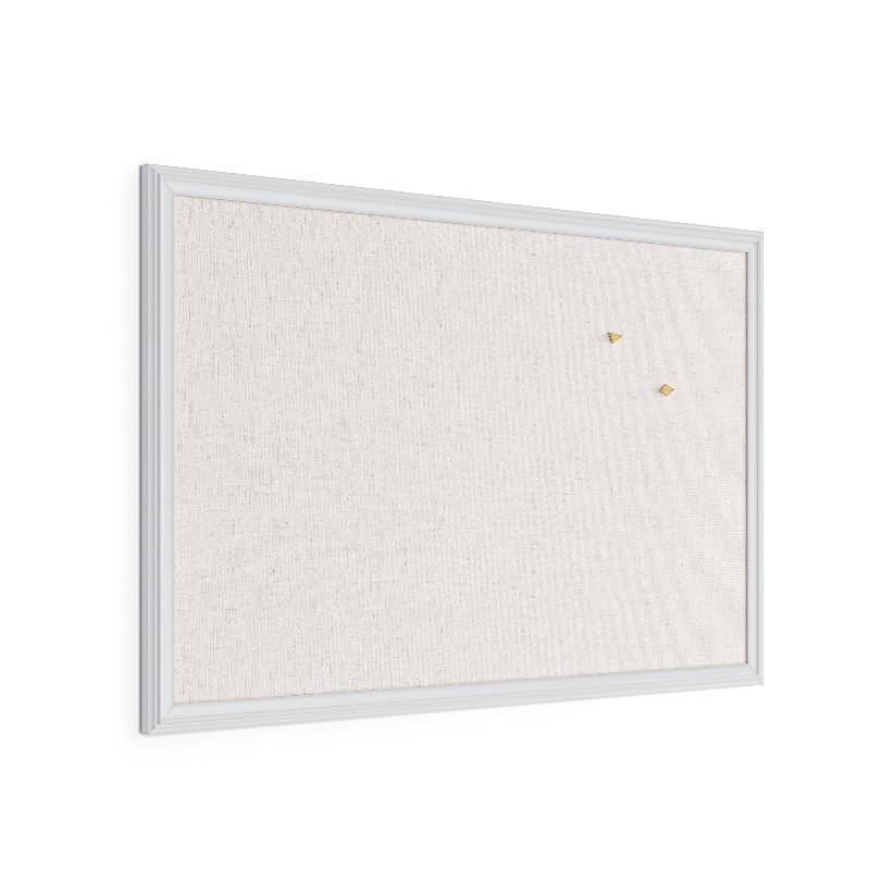 lot 45779 image: U Brands Farmhouse Linen Bulletin Board, 30 x 20 Inches, White Wood Frame (2074U00-01)