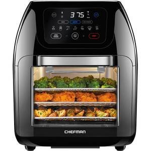 lot 19206 image: $$ CHEFMAN Multifunctional Digital Air Fryer Rotisserie, Dehydrator, Convection Oven, 17 Touch Screen Presets Fry, Roast, Dehydrate, Bake, XL 10L Family Size, Auto Shutoff, Large Easy-View Window, Black