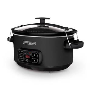 lot 19209 image: BLACKDECKER 7-Quart Slow Cooker, SCD4007, Chalkboard Exterior, Locking Lid, 3 Heat Settings, Removable Stoneware Crock