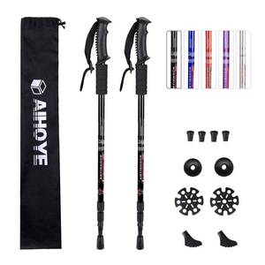 lot 19211 image: Aihoye Trekking Poles, Collapsible Lightweight Shock-Absorbent Hiking Walking Sticks Adjustable Aluminum Hiking Poles for Women Men Kids, 2 Pack (Black)