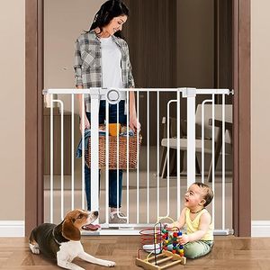 lot 19217 image: Baby Gate for Doorways and Stairs, RONBEI 29.93-51.5 Wide Auto Close Safety Baby Gate for Kids and Pets, 36 Extra Tall Child Gate Dog Gates for The House, Heavy Duty Metal Walk Through Door (White)