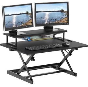 lot 19222 image: $$ SHW 36-Inch Height Adjustable Standing Desk Sit to Stand Riser Converter Workstation, Black
