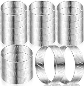 lot 19227 image: Mumufy 20 Pcs Perforated Tart Rings Round Tart Ring Stainless Steel Tart Rings for Baking Nonstick Metal Round Cake Ring for Pastry French Dessert Mousse Food Crisp Home Food Making Tool (3)