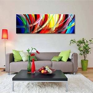 lot 19229 image: Seekland Art Handmade Acrylic Painting Abstract Canvas Wall Art Modern Contemporary Artwork for Home Decoration (Framed 48 W x 16 H)