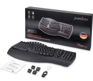 lot 19237 image: Perixx Periboard-612B Wireless Ergonomic Split Keyboard with Dual Mode 2.4G and Bluetooth Feature, Compatible with Windows 10 and Mac OS X System, Black, US English Layout