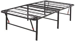 lot 49026 image: Foldable Metal Platform Bed Frame with Tool Free Setup, 18 Inches High, Sturdy Steel Frame, No Box Spring Needed, Twin, Black