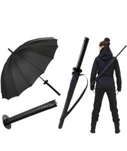 lot 49033 image: WPOZD Samurai Umbrella Black Umbrella Tactical Umbrella Cool Birthday Gift Anime Same Paragraph Strong Windproof Outdoor Umbrella. (8bone)