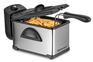 lot 49055 image: Elite Gourmet EDF2100 Electric Immersion Deep Fryer Removable Basket Adjustable Temperature, Lid with Viewing Window and Odor Free Filter, 2 Quart  8.2 cup