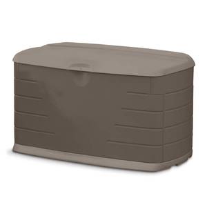 lot 49062 image: $$ Rubbermaid Medium Resin Weather Resistant Outdoor Storage Deck Box, 72.6 Gal., PuttyCanteen Brown, for GardenBackyardHomePool