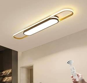 lot 49067 image: Qcyuui Linear Ceiling Light Modern LED Ceiling Lamp Dimmable Acrylic Ceiling Lighting Fixture with Remote Control for Kitchen Dining Room Cloakroom Hallway(48W43.7in L)